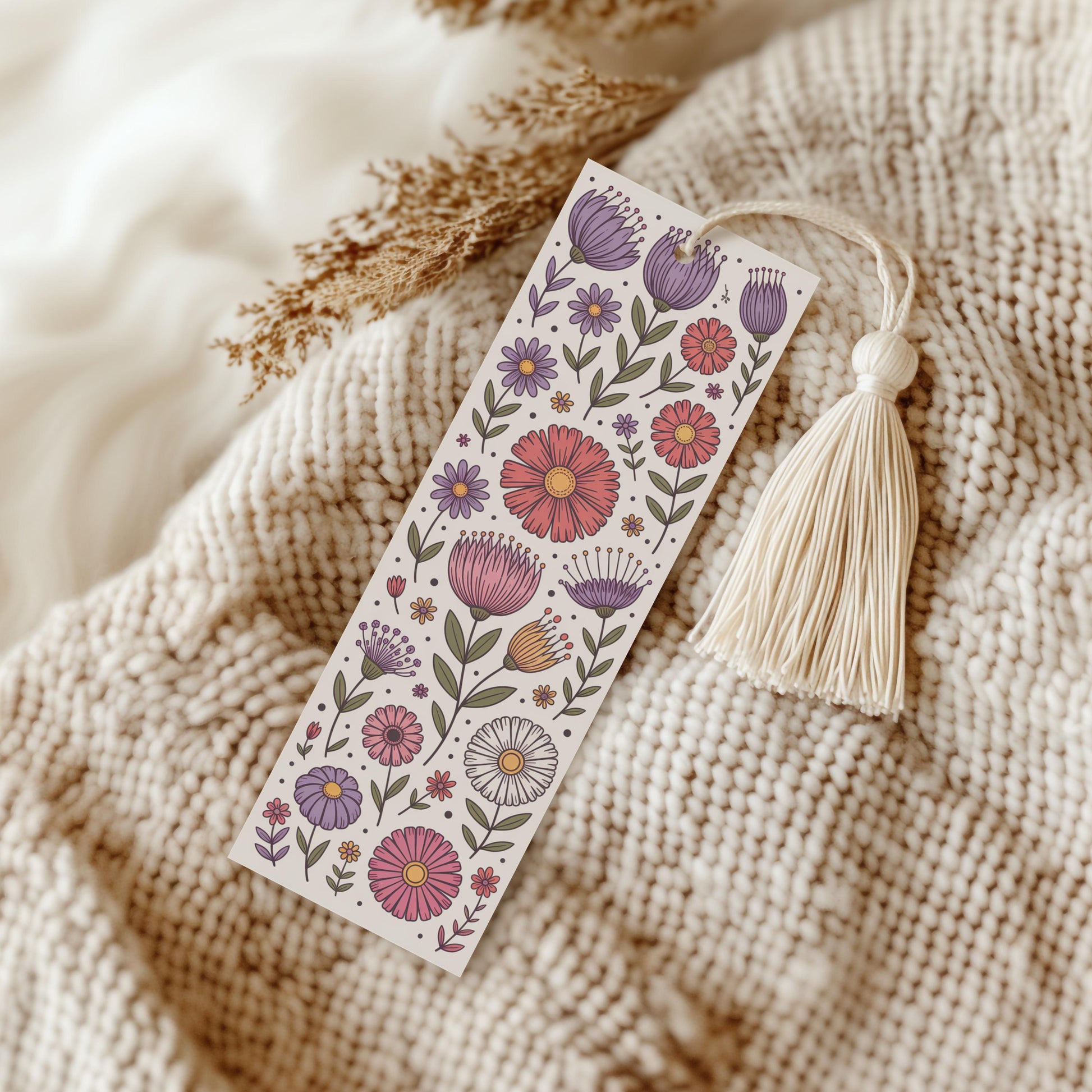 Colorful Floral Bookmark with Tassel, Unique Handmade Flower Design, Perfect Gift for Book Lovers