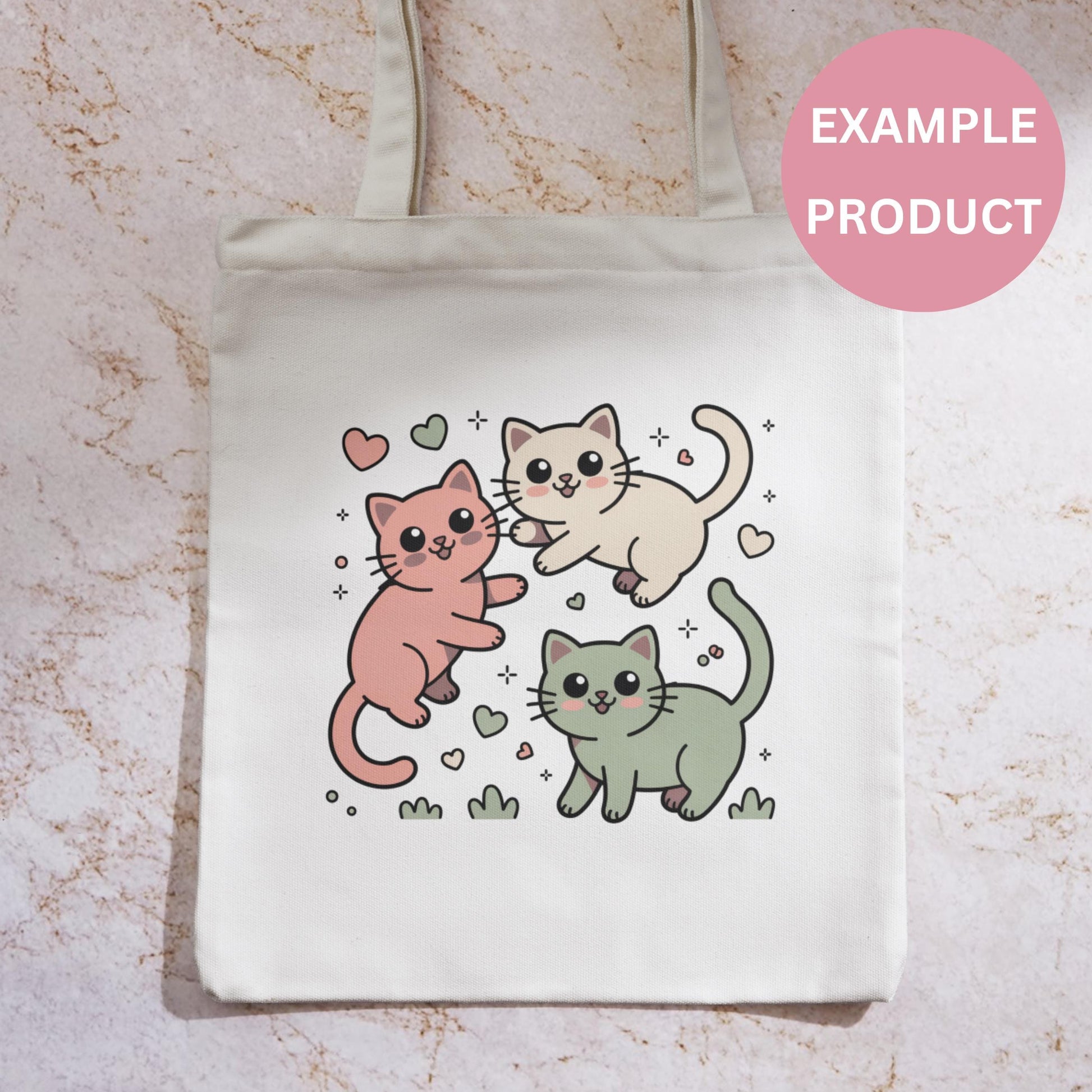 Cute Cat Tote Bag, Playful Kittens Canvas Bag, Kawaii Cat Lover Gift, Adorable Graphic Shopper