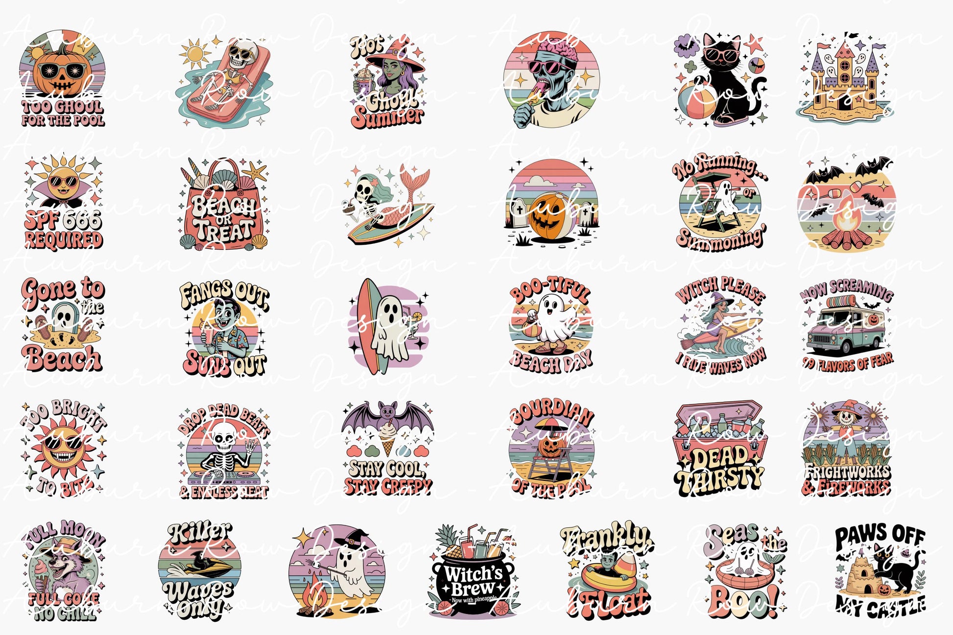 Halloween Stickers Variety Pack, Cute Ghosts, Witches, Pumpkins, Waterproof Vinyl Decals
