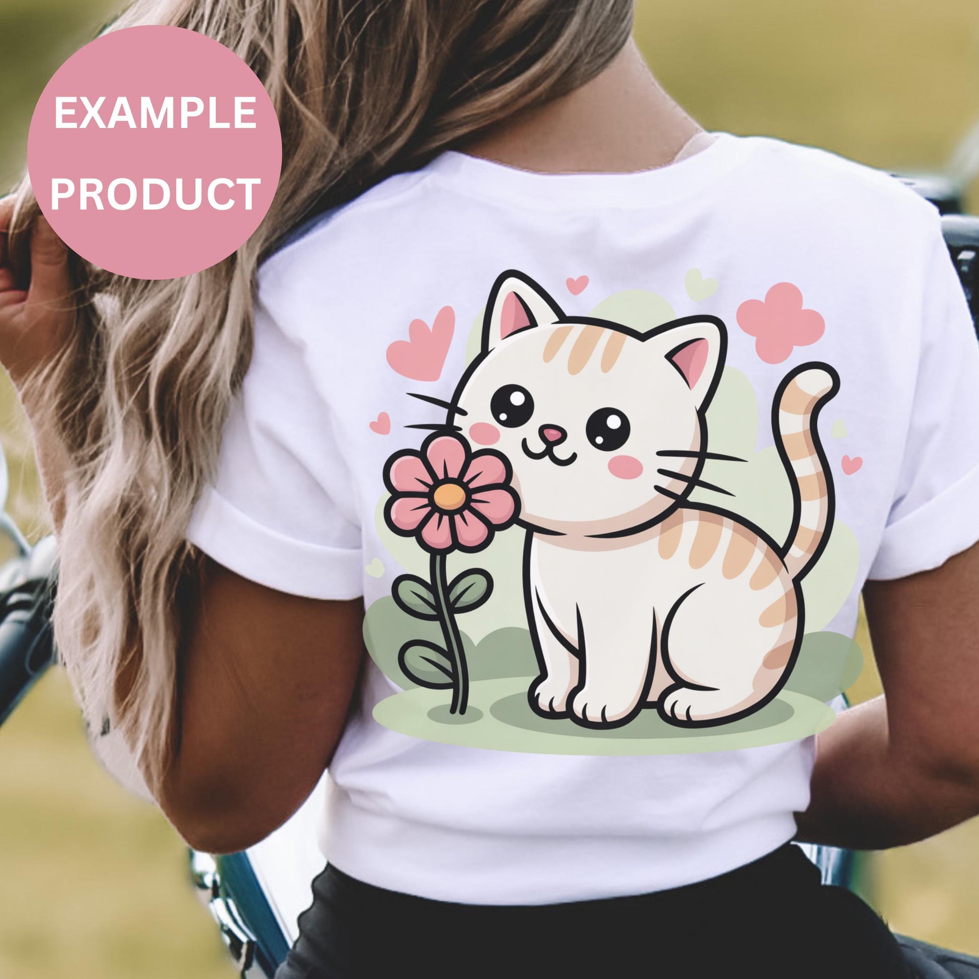Cute Cat and Flower Graphic T-Shirt, Women's Casual Floral Print Tee, Summer Fashion Top