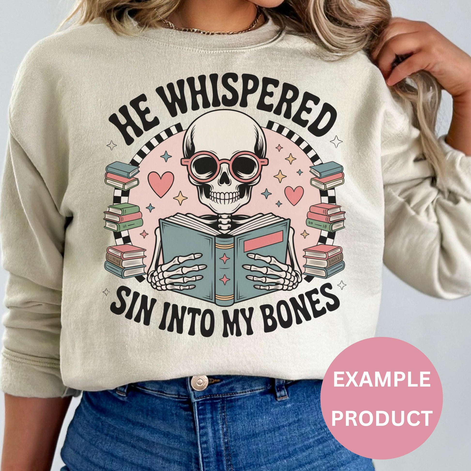Gothic Skull Sweatshirt Women, Vintage Graphic Pullover, Aesthetic Book Lover Gift, Autumn Fashion Top, Casual Streetwear
