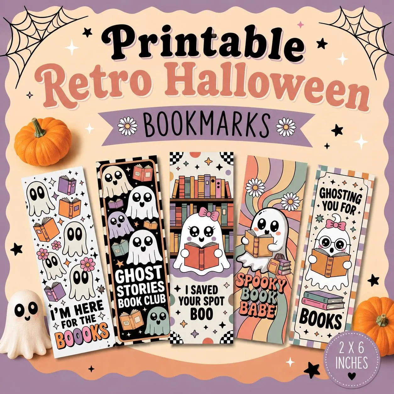 printable retro halloween bookmarks